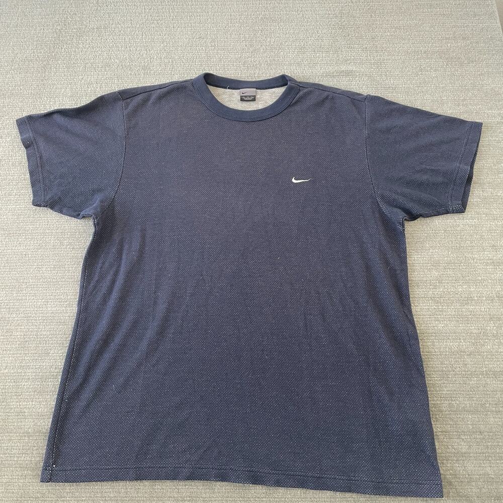 Vintage Nike Shirt Mens XL Blue Double Layered Jersey knit‎ Stretch Crew Neck